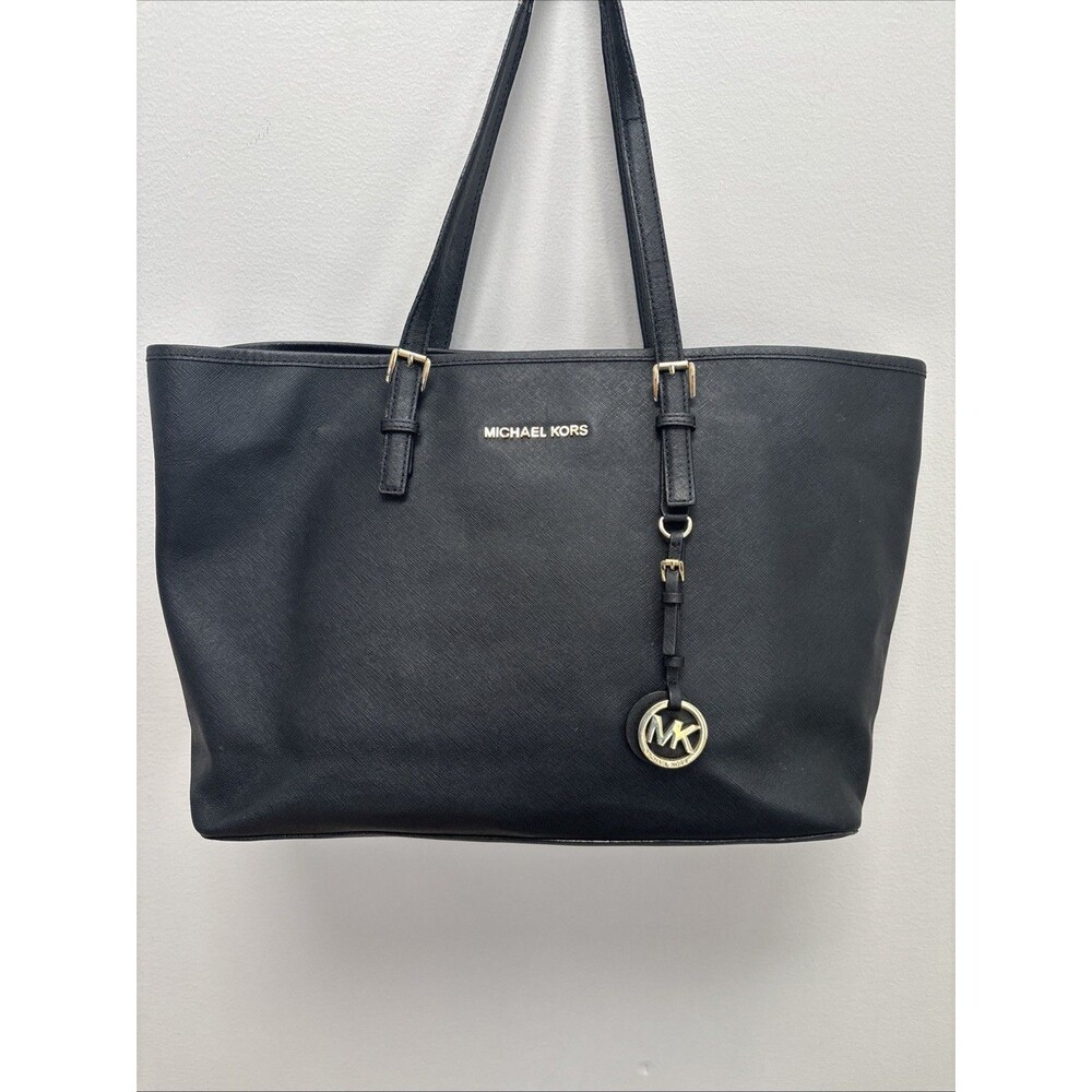 Michael Kors Signature Jet Set East West Buckle Tote SoHo Vegan Large Logo Y2K